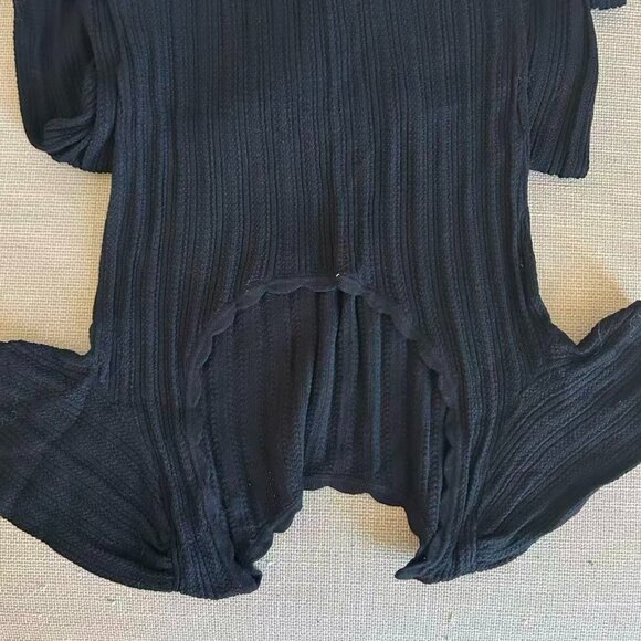 BEST Sezane Joey Midi Dress Small Black Noir French Knit Classic Low Back - Picture 7 of 10